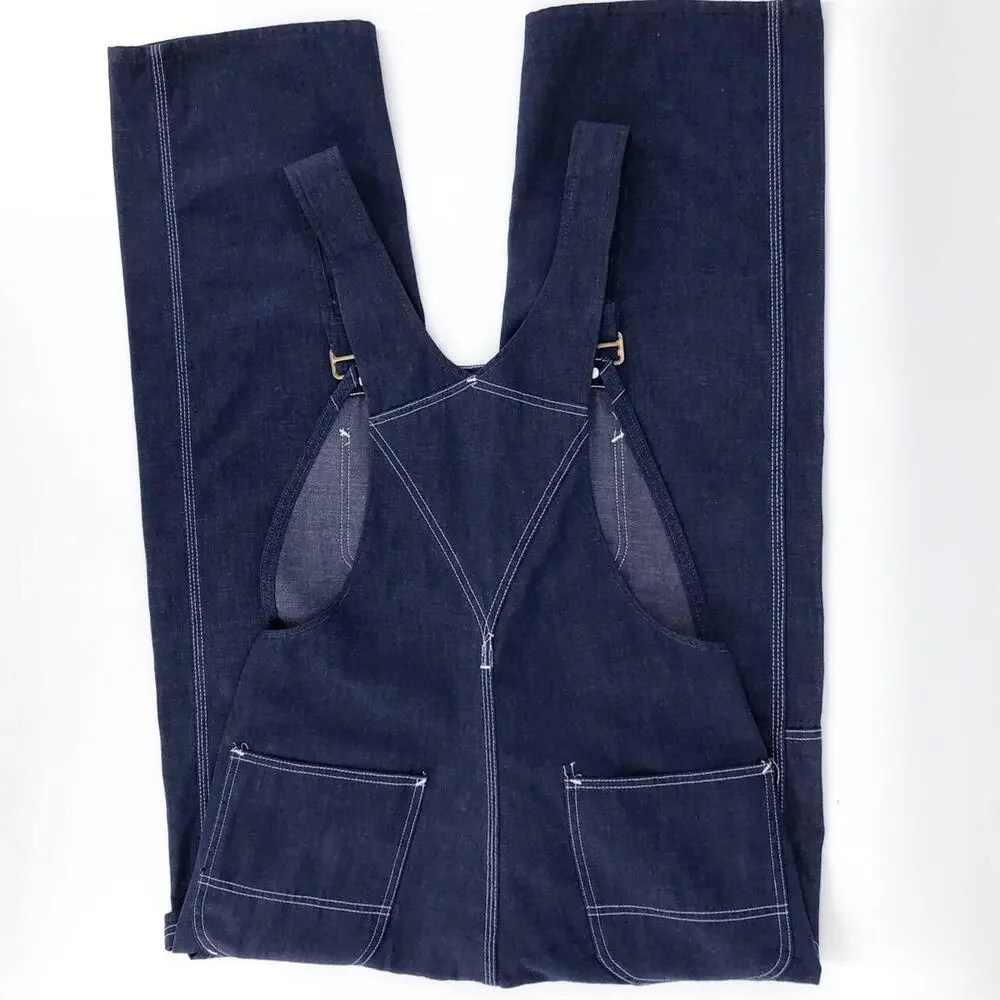 70s dark denim overalls Sears 1970s vintage
